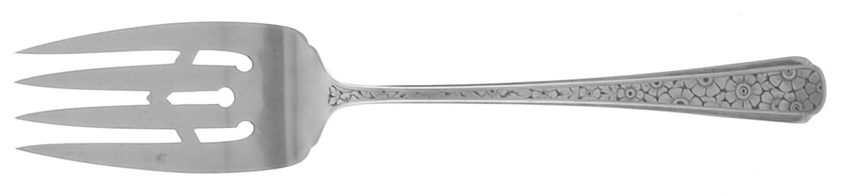 Old Brocade (Sterling, 1932) Small Solid Cold Meat Serving Fork by Towle Silver-1