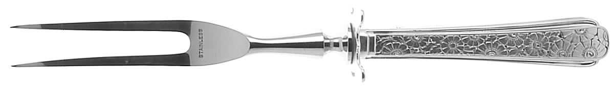 Old Brocade (Sterling, 1932) Small Steak Carving Fork with Stainless Prongs by Towle Silver-1