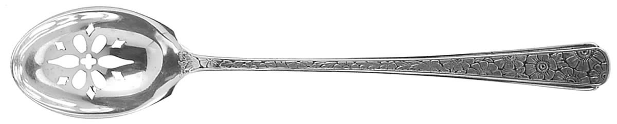 Old Brocade (Sterling, 1932) Pierced Bowl Short Handle Olive Spoon by Towle Silver-1