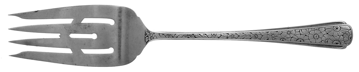 Old Brocade (Sterling, 1932) Large Solid Cold Meat Serving Fork by Towle Silver-1