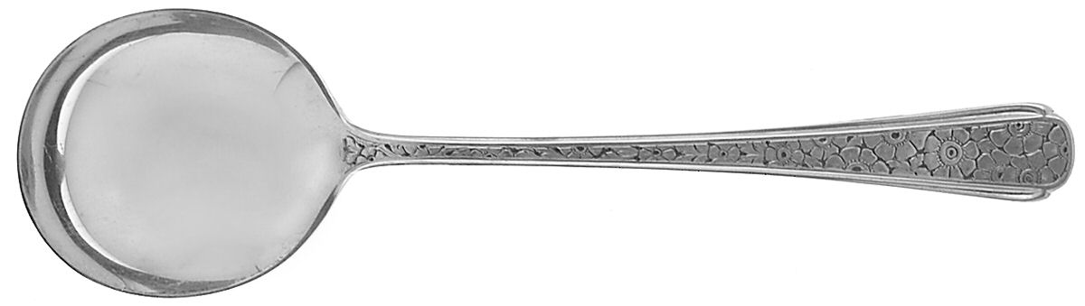 Old Brocade (Sterling, 1932) Round Bowl Soup Spoon (Gumbo) by Towle Silver-1