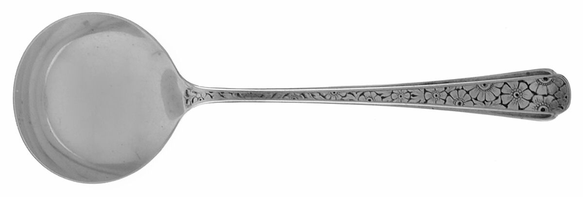 Old Brocade (Sterling, 1932) Round Bowl Soup Spoon (Bouillon) by Towle Silver-1