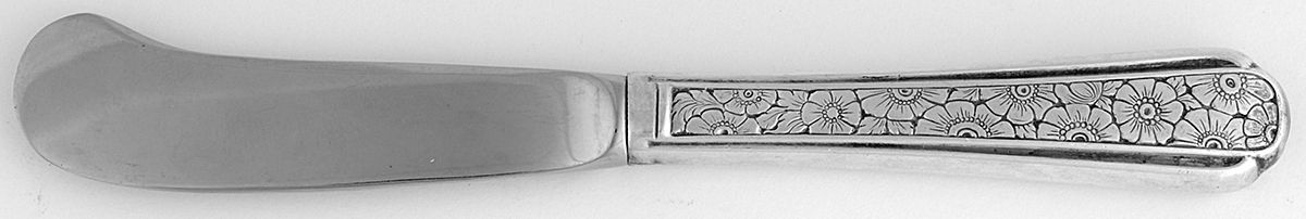 Old Brocade (Sterling, 1932) Butter Spreader Hollow Hdl-Paddle/Stainless Blade by Towle Silver-1