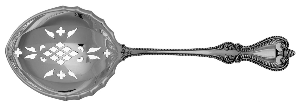 Old Colonial (Sterling, 1895, No Monograms) Large Pierced Pea Serving Spoon by Towle Silver-1