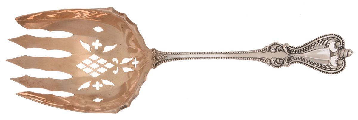 Old Colonial (Sterling, 1895, No Monograms) Vegetable Serving Fork (Solid) by Towle Silver-1