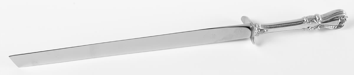 Old Colonial (Sterling, 1895, No Monograms) Ham Slicer Knife with Stainless Blade by Towle Silver-1