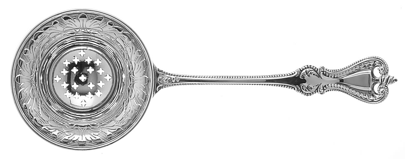 Old Colonial (Sterling, 1895, No Monograms) Individual Overcup Tea Strainer with Silverplate Bowl by Towle Silver-1