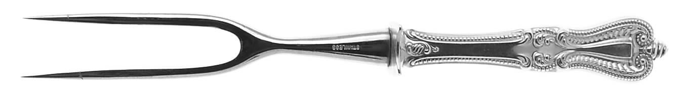 Old Colonial (Sterling, 1895, No Monograms) Small Steak Carving Fork with Stainless Prongs by Towle Silver-1