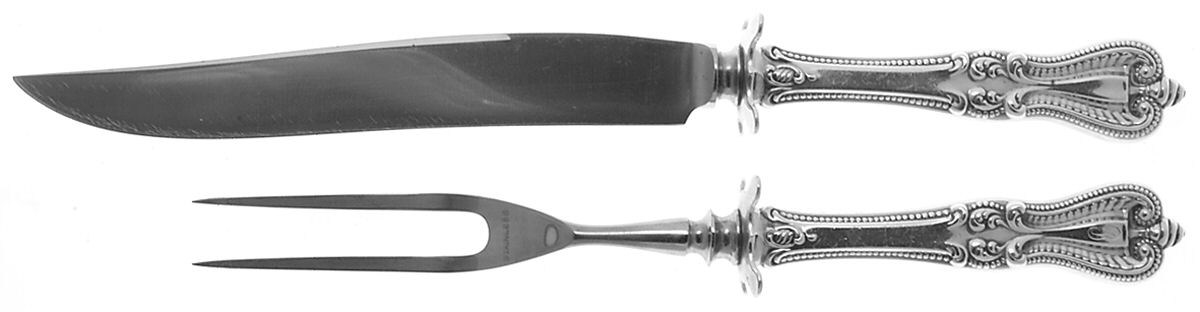 Old Colonial (Sterling, 1895, No Monograms) 2 Piece Small Carving Set W/ Sterling Guard by Towle Silver-1