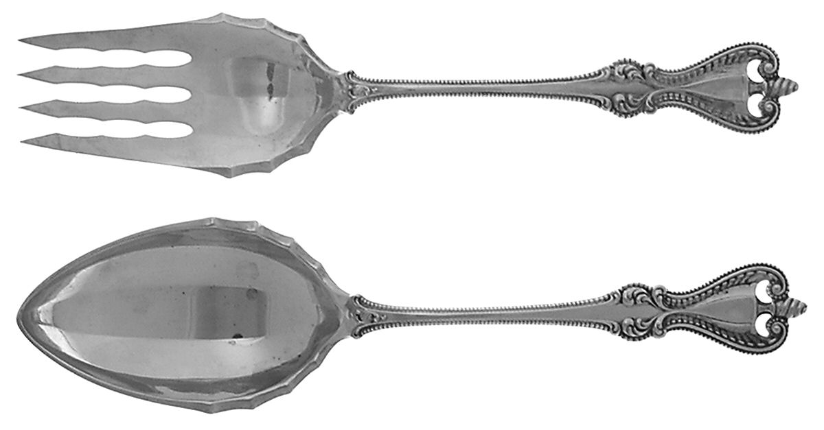 Old Colonial (Sterling, 1895, No Monograms) (2 Pc) Solid Salad Set by Towle Silver-1