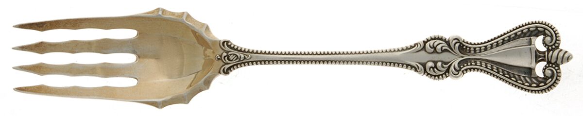 Old Colonial (Sterling, 1895, No Monograms) Small Solid Cold Meat Serving Fork by Towle Silver-1