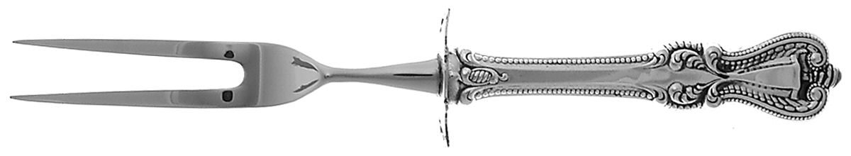 Old Colonial (Sterling, 1895, No Monograms) Large Stainless Prong Carving Fork W/Sterling Guar by Towle Silver-1