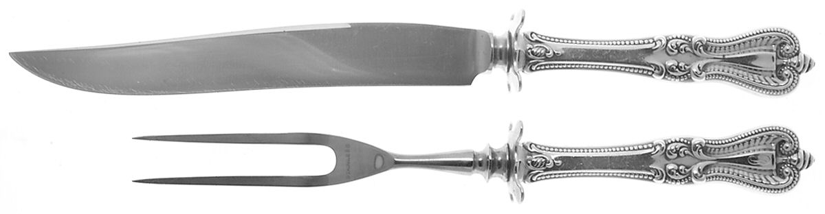 Old Colonial (Sterling, 1895, No Monograms) (2 Pc) Small Carving Set w/Sterling Guard by Towle Silver-1