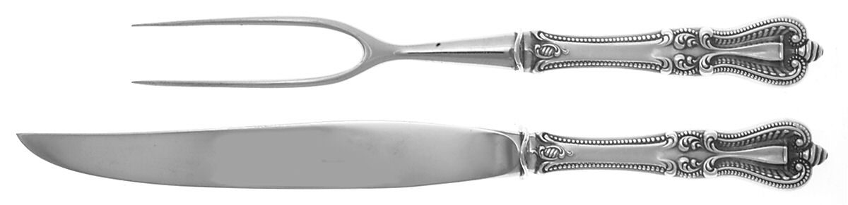 Old Colonial (Sterling, 1895, No Monograms) 2 Piece Small Carving Set W Sterling Guard by Towle Silver-1