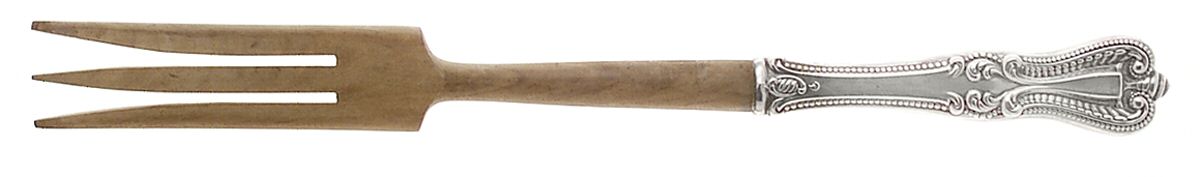 Old Colonial (Sterling, 1895, No Monograms) Salad Serving Fork with Wooden Prongs by Towle Silver-1