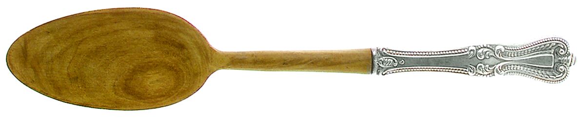 Old Colonial (Sterling, 1895, No Monograms) Salad Serving Spoon with Wooden Bowl by Towle Silver-1