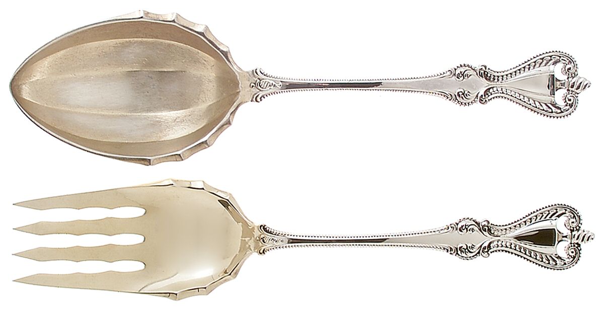 Old Colonial (Sterling, 1895, No Monograms) (2 Pc) Solid Salad Set by Towle Silver-1