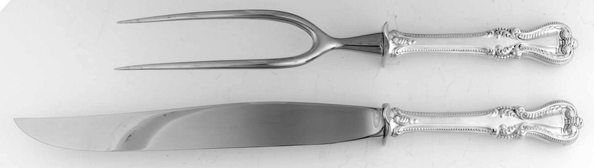 Old Colonial (Sterling, 1895, No Monograms) (2 Pc)Carving Set-Lg Stnbl/Roast w/Sterling Guard by Towle Silver-1