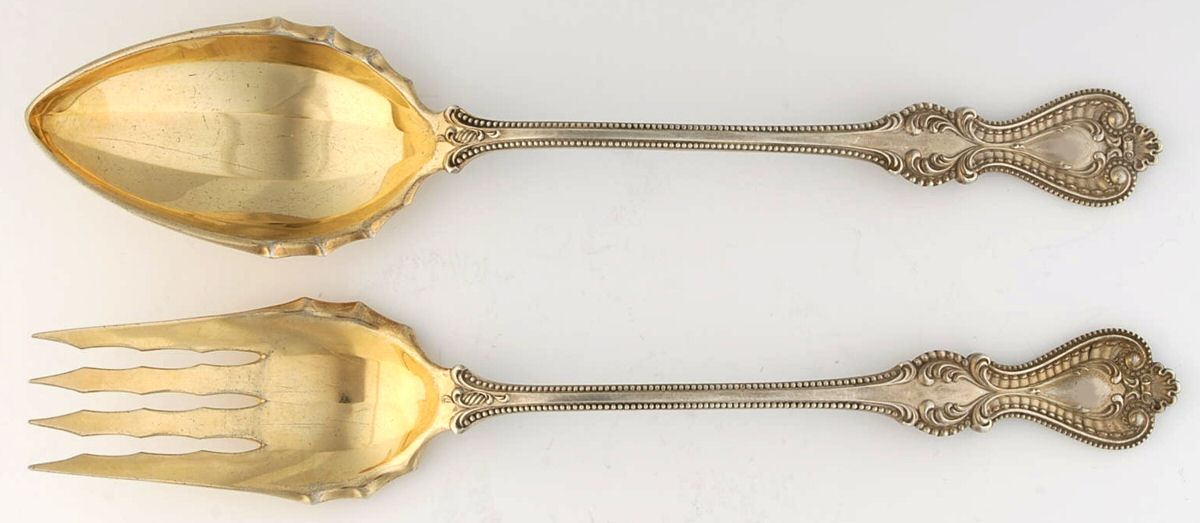 Old Colonial (Sterling, 1895, No Monograms) Solid Oversized Serving Salad Set by Towle Silver-1