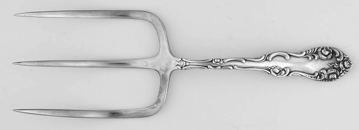 Old English (Sterling, 1892, No Monos) Solid Toast Serving Fork by Towle Silver-1