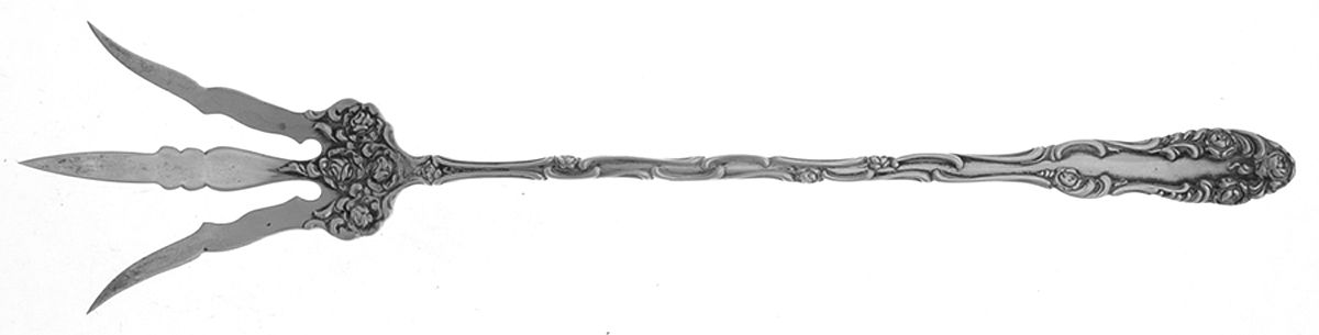 Old English (Sterling, 1892, No Monos) Large Lettuce Serving Fork by Towle Silver-1