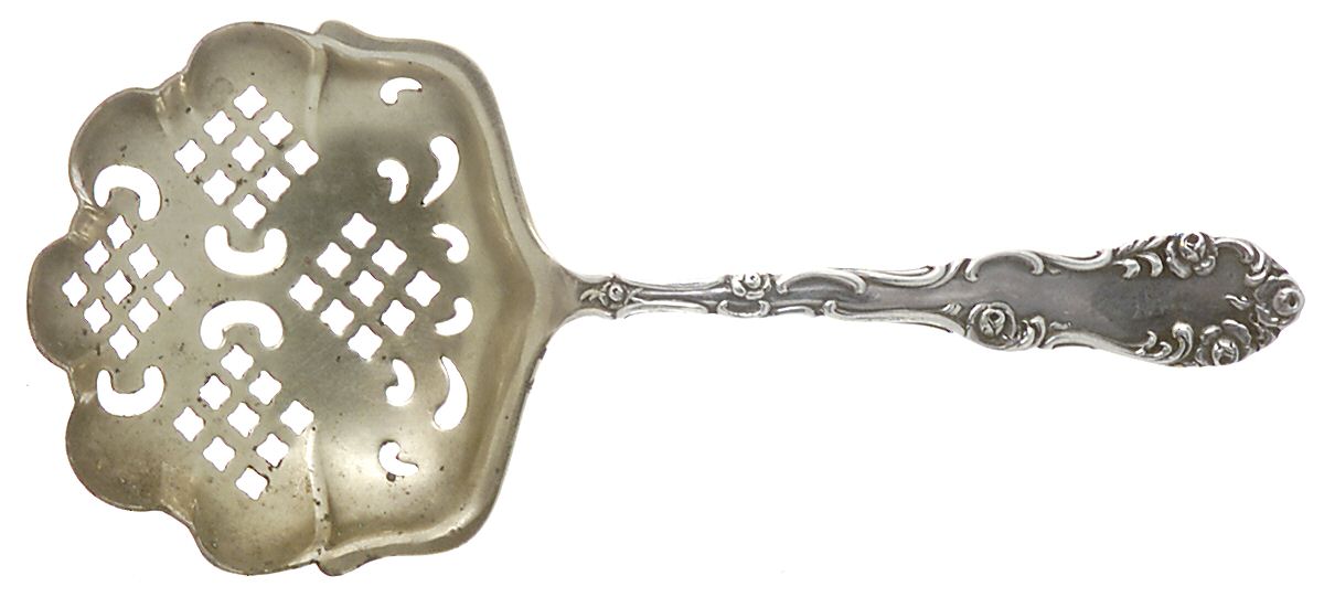 Old English (Sterling, 1892, No Monos) Pierced Almond Spoon by Towle Silver-1