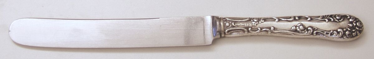 Old English (Sterling, 1892, No Monos) Old French Hollow Knife with Bolster by Towle Silver-1