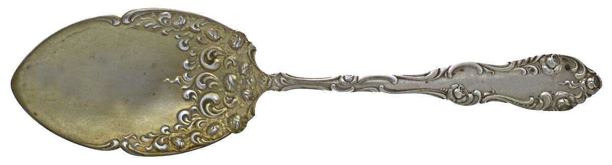 Old English (Sterling, 1892, No Monos) Solid Salad Serving Spoon by Towle Silver-1