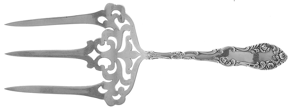 Old English (Sterling, 1892, No Monos) Solid Toast Serving Fork by Towle Silver-1