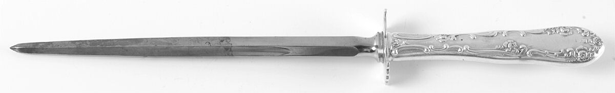 Old English (Sterling, 1892, No Monos) Small Steel Rod Sharpener Knife by Towle Silver-1