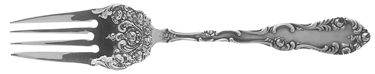 Old English (Sterling, 1892, No Monos) Small Solid Cold Meat Serving Fork by Towle Silver-1