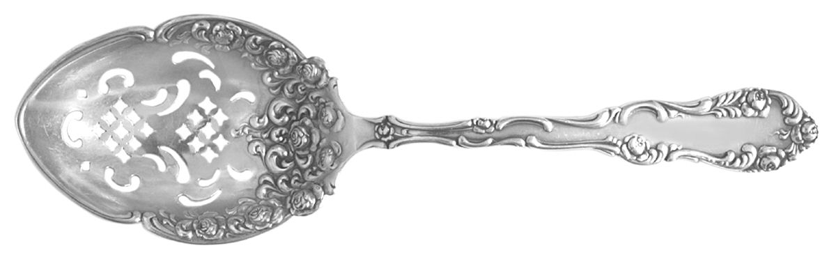 Old English (Sterling, 1892, No Monos) Pierced Nut Serving Spoon by Towle Silver-1