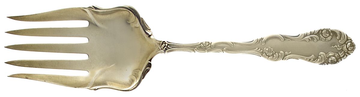 Old English (Sterling, 1892, No Monos) Small Solid Fish Serving Fork by Towle Silver-1