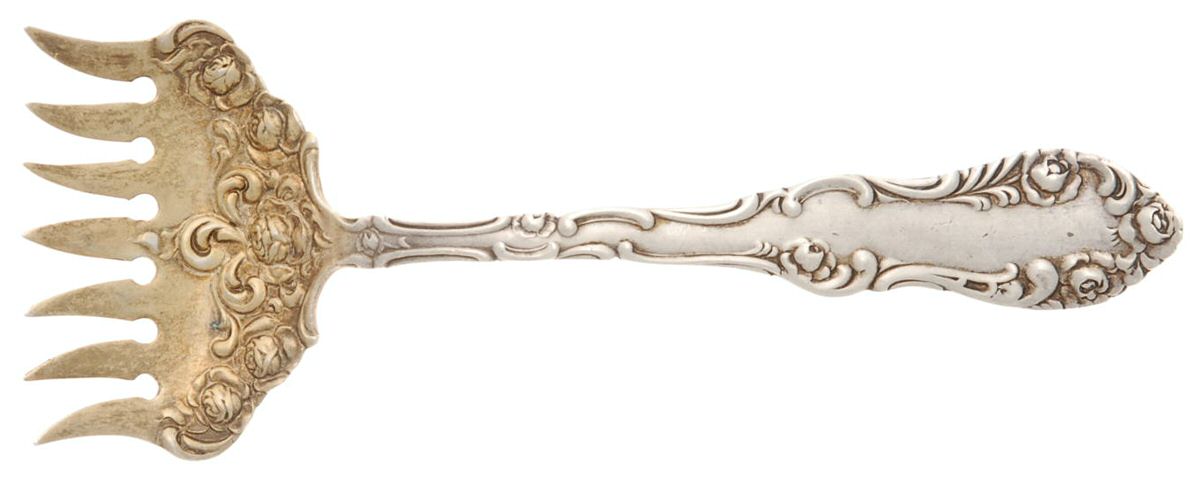 Old English (Sterling, 1892, No Monos) Small Solid Tined Sardine Serving Fork by Towle Silver-1