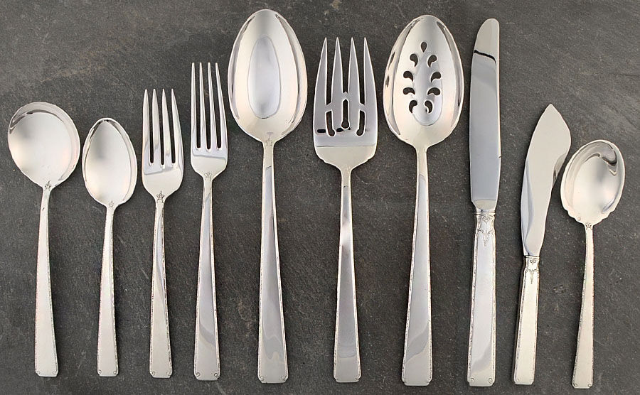 Old Lace (Sterling, 1939, No Monograms) 45 Piece Place Size Starter Set by Towle Silver-1