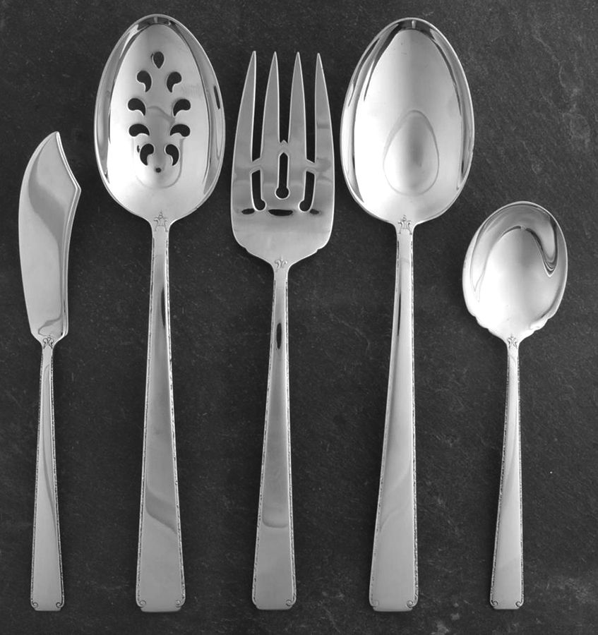 Old Lace (Sterling, 1939, No Monograms) 5 Piece Hostess Set by Towle Silver-1