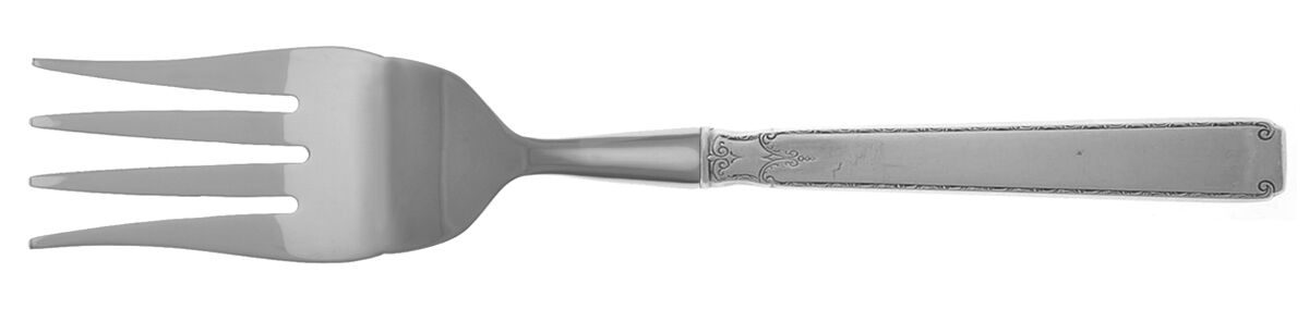 Old Lace (Sterling, 1939, No Monograms) Cold Meat Fork Large, Stainless Tines HC by Towle Silver-1
