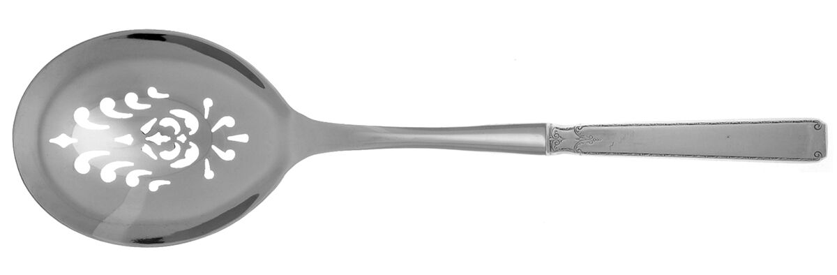 Old Lace (Sterling, 1939, No Monograms) Casserole Spoon with Pierced Stainless Bowl HC by Towle Silver-1