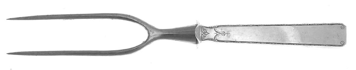 Old Lace (Sterling, 1939, No Monograms) Large Stainless Prong Carving Fork W/Sterling Guar by Towle Silver-1