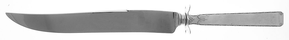 Old Lace (Sterling, 1939, No Monograms) Large Carving/Roast Knife StnlBl w/Sterling Guard by Towle Silver-1
