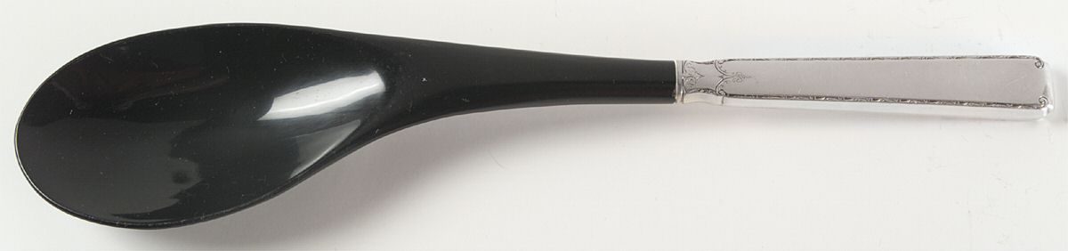 Old Lace (Sterling, 1939, No Monograms) Salad Serving Spoon with Plastic Bowl by Towle Silver-1
