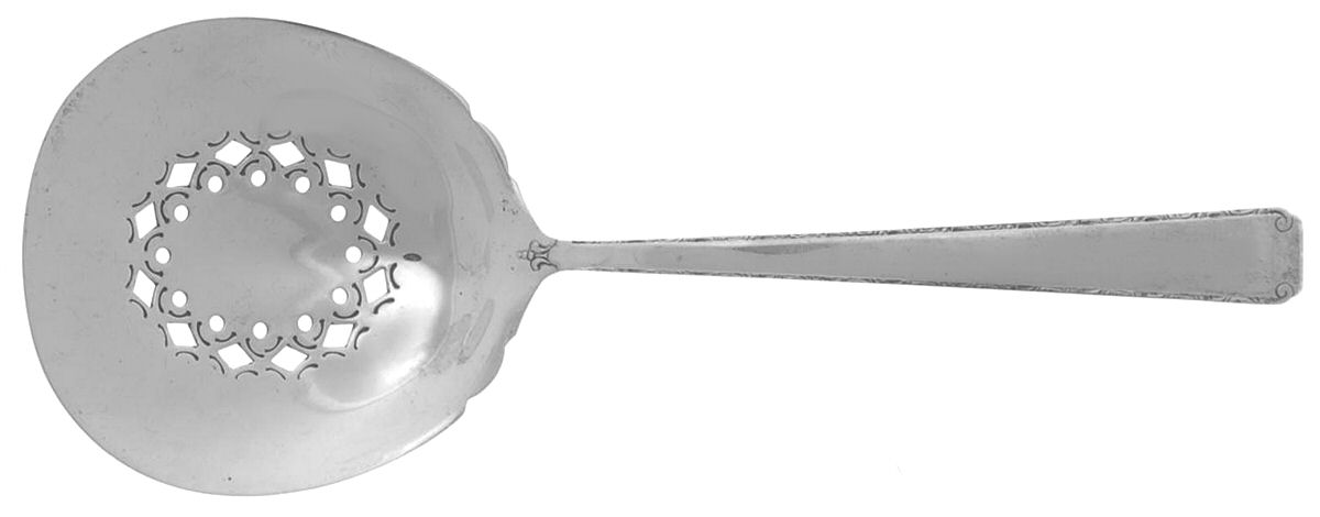 Old Lace (Sterling, 1939, No Monograms) Solid Bon Bon Spoon with Pierced Bowl by Towle Silver-1