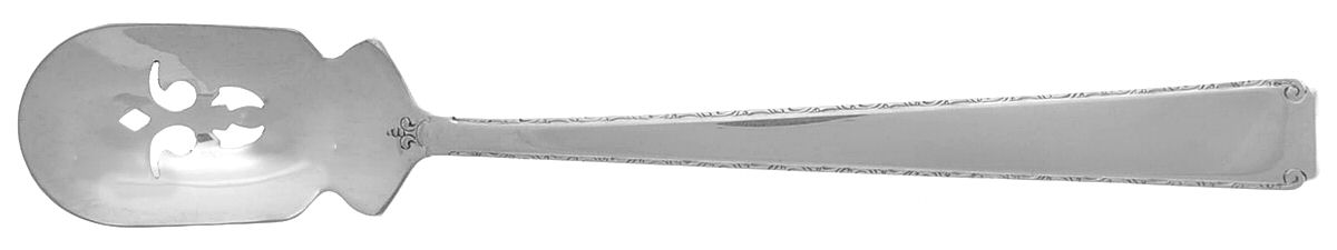 Old Lace (Sterling, 1939, No Monograms) Short Handled Olive Spoon with Pierced Bowl by Towle Silver-1