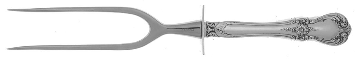 Old Master (Sterling, 1942) Lg Carving Roast Fork Stnl Prong w/Sterling Guard by Towle Silver-1