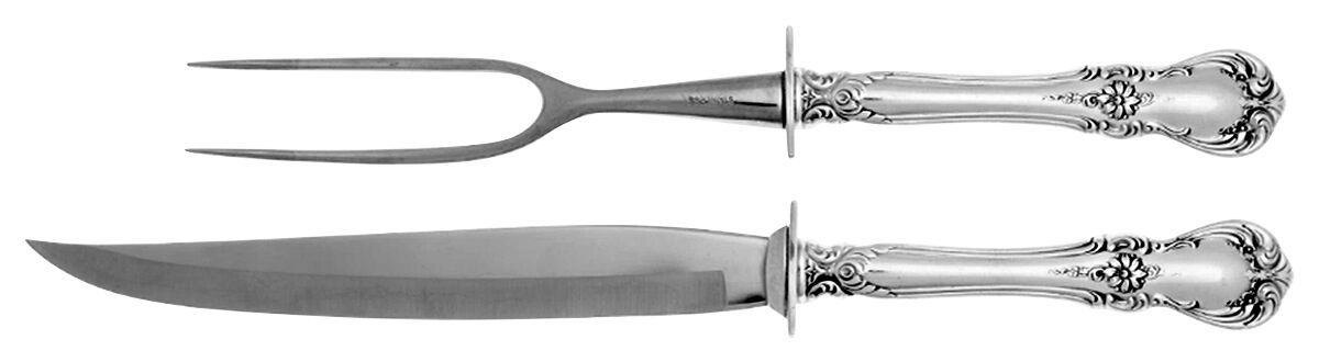 Old Master (Sterling, 1942) 2 Piece Small Carving Set W/ Sterling Guard by Towle Silver-1