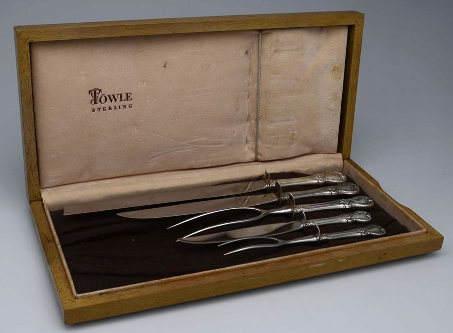 Old Master (Sterling, 1942) (5 Pc) Carving Set w/Display Case by Towle Silver-1