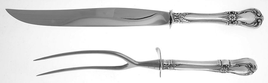 Old Master (Sterling, 1942) Carving Set-2pc/Lg-Stnbl/Roast W/Sterling Guard by Towle Silver-1