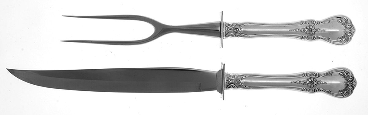 Old Master (Sterling, 1942) (2 Pc) Small Carving Set w/Sterling Guard by Towle Silver-1