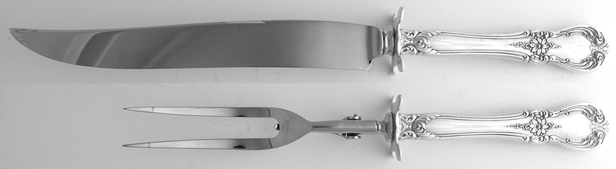 Old Master (Sterling, 1942) (2 Pc)Carving Set-Lg Stnbl/Roast w/Sterling Guard by Towle Silver-1