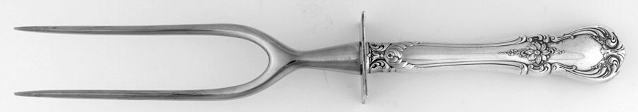 Old Master (Sterling, 1942) Lg Carving/Roast Fork-Stn Prong w/Sterling Guard by Towle Silver-1